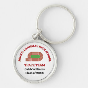 Red Track Team Custom High School Runner Key Ring