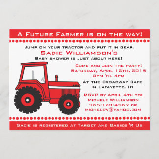 Red Tractor Baby Shower Invitation