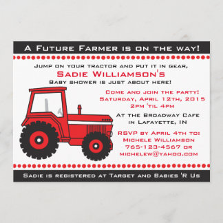 Red Tractor Baby Shower Invitation