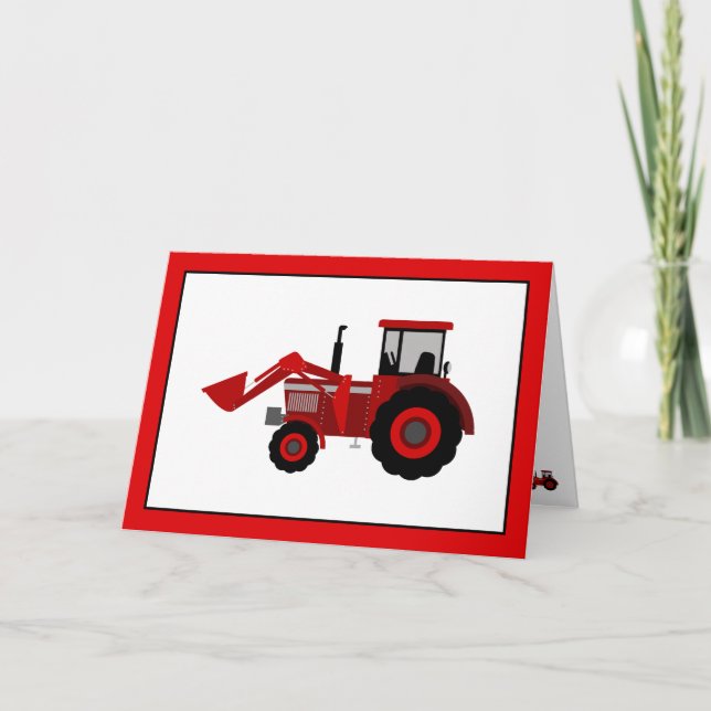 Red Tractor Birthday Card (Front)