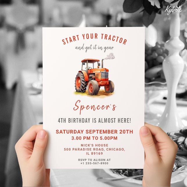 Red Tractor Birthday Invitation (Creator Uploaded)