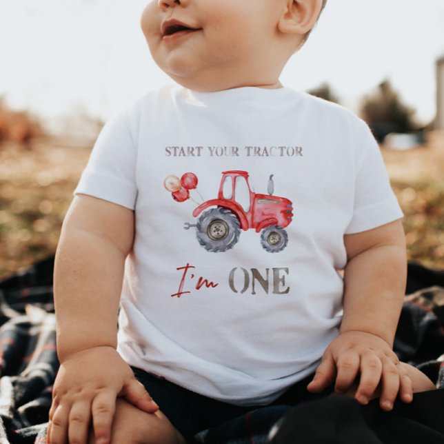 Red Tractor Birthday T-Shirt Baby Bodysuit (Creator Uploaded)