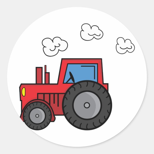 Red Tractor Classic Round Sticker (Front)