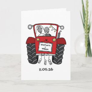Red Tractor Country Wedding Card