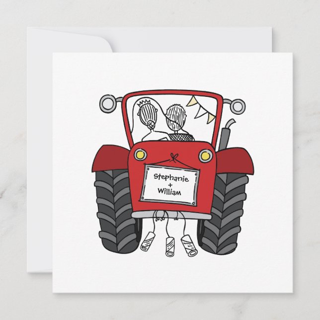 Red Tractor Country Wedding Evening Reception  Invitation (Front)