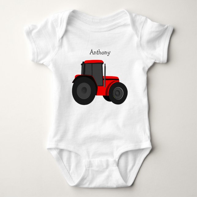 Red Tractor Custom Baby Bodysuit (Front)