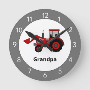 Red Tractor Custom Round Clock