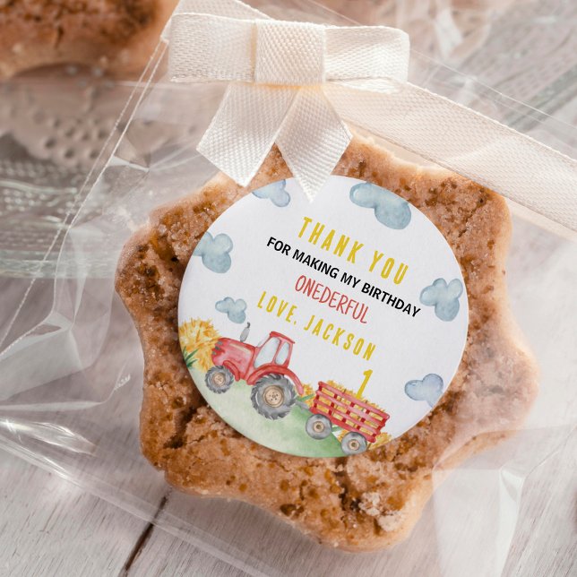 Red Tractor Farm Birthday Party Favour Labels (Creator Uploaded)