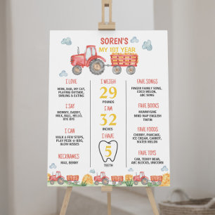Red Tractor Farm Birthday Party Milestone Sign