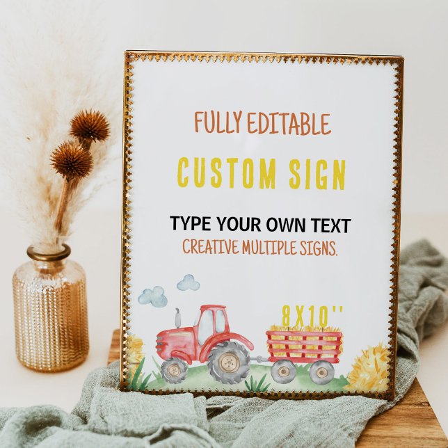 Red Tractor Farm Birthday Party Table Sign (Creator Uploaded)