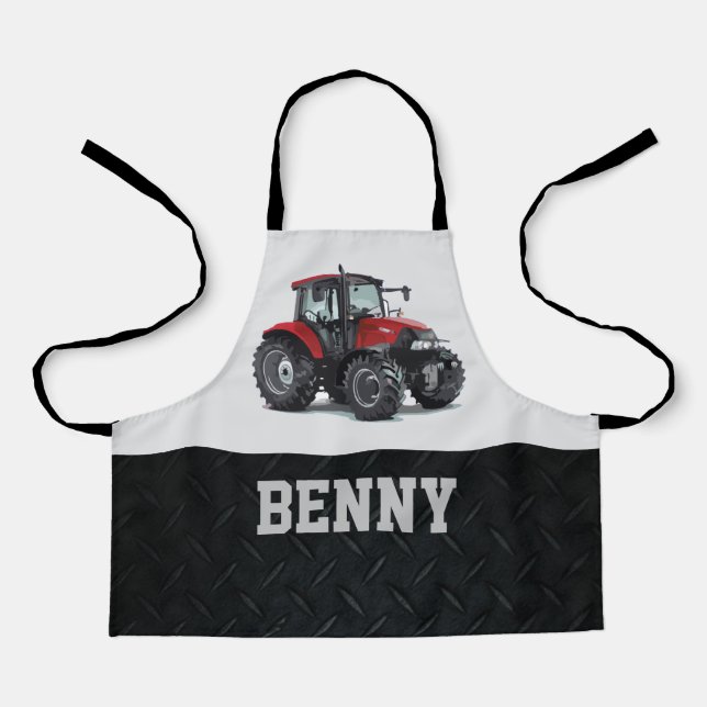 Red Tractor Farming Equipment Farmer Cool Apron (Front)