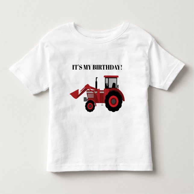 Red Tractor It's My Birthday Personalised Toddler T-Shirt (Front)