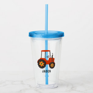 Red Tractor Kids Personalised Farm Barnyard Acrylic Tumbler