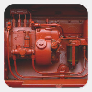 Red Tractor Motor Square Sticker