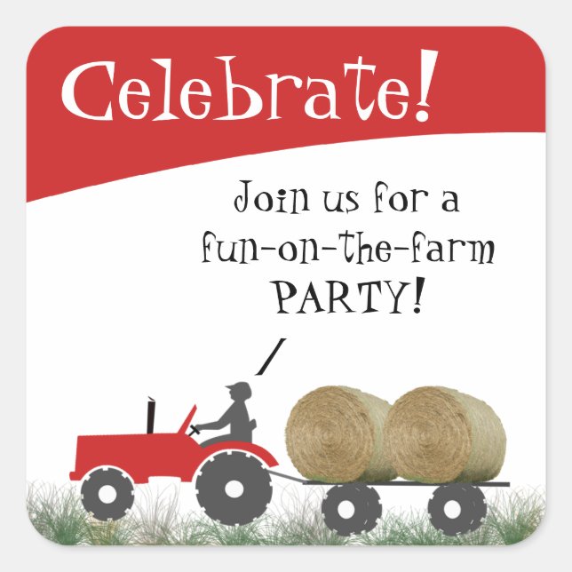 Red Tractor Party Envelope Seal (Front)