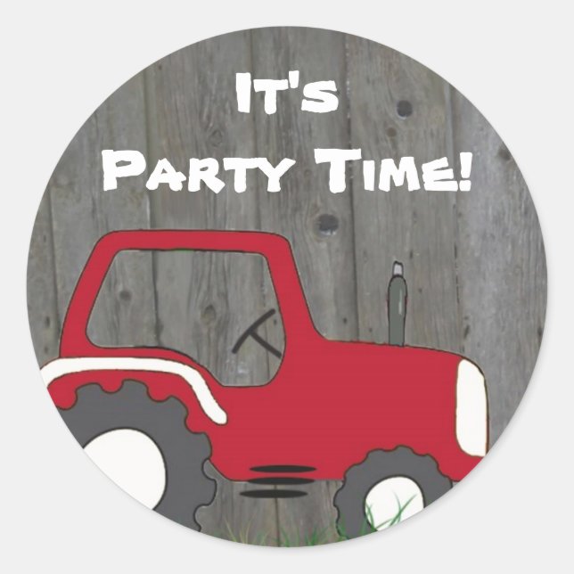 Red Tractor Party Envelope Seals (Front)