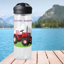 Red Tractor Pink Seat Cartoon Kid Farmer