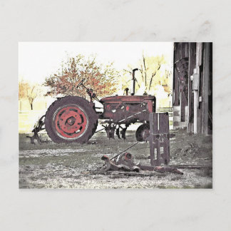 Red Tractor Postcard