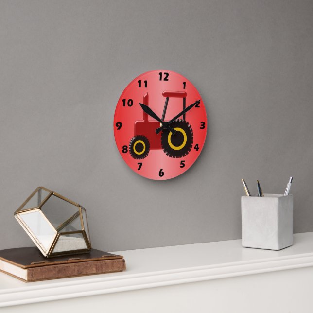 Red Tractor Round Clock (Office)