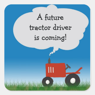 Red Tractor Sticker: envelope seal for baby shower