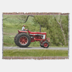 Red Tractor Throw Blanket
