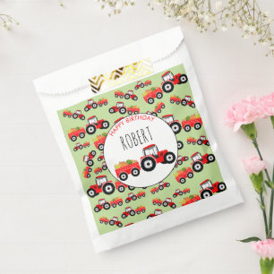 Red Tractor Truck Farm Produce Birthday Favour Bag