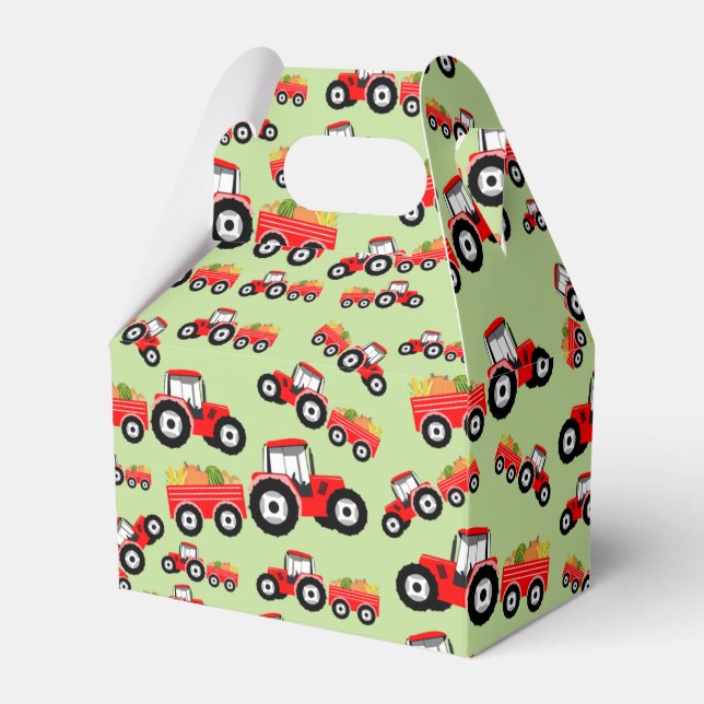 Red Tractor Truck Farm Produce Favour Box (Front Side)