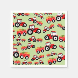 Red Tractor Truck Farm Produce Napkin