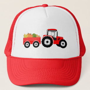 Red Tractor Truck Farm Produce Trucker Hat