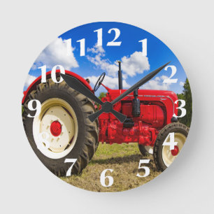 Red Tractor Wall Clock