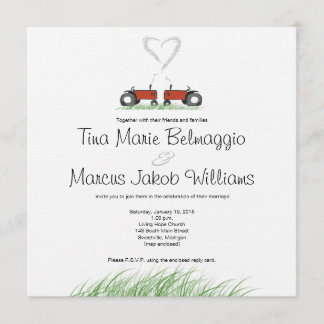 Red Tractor Wedding Invitation