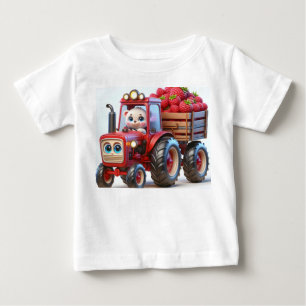 Red Tractor with Bear and Raspberries Baby T-Shirt