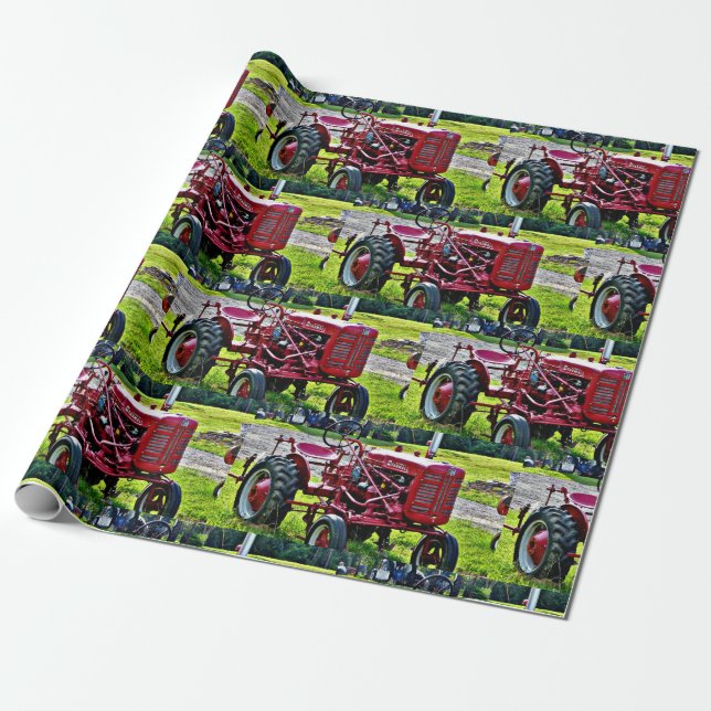 Red Tractor Wrapping Paper (Unrolled)