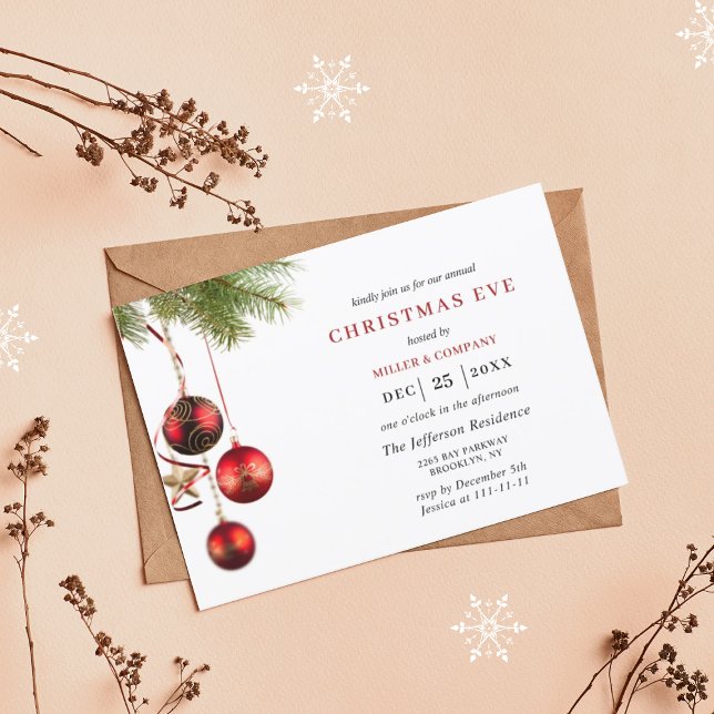 Red Traditional Christmas Eve Holiday Party  Invitation (Creator Uploaded)