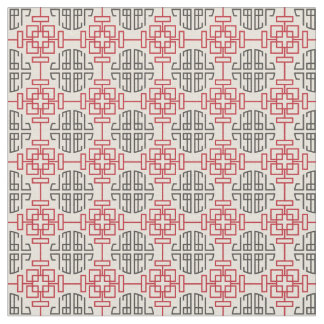 Red Traditional Geometric Chinese Decorative Patte Fabric