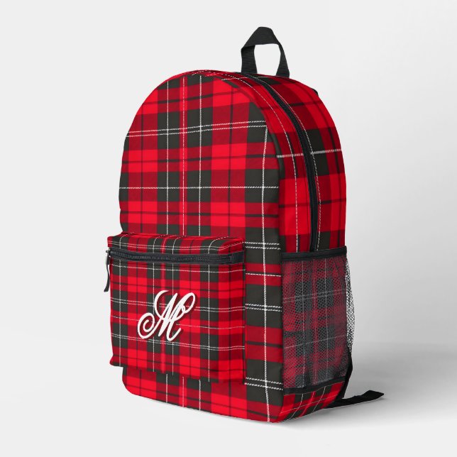 Red Traditional Plaid Tartan Modern Collection Printed Backpack (Back Corner Right)