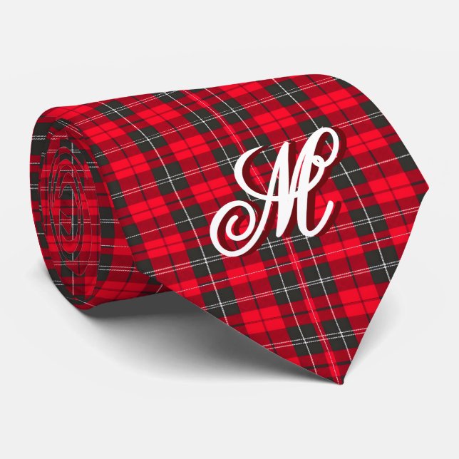 Red Traditional Plaid Tartan Modern Collection Tie (Rolled)