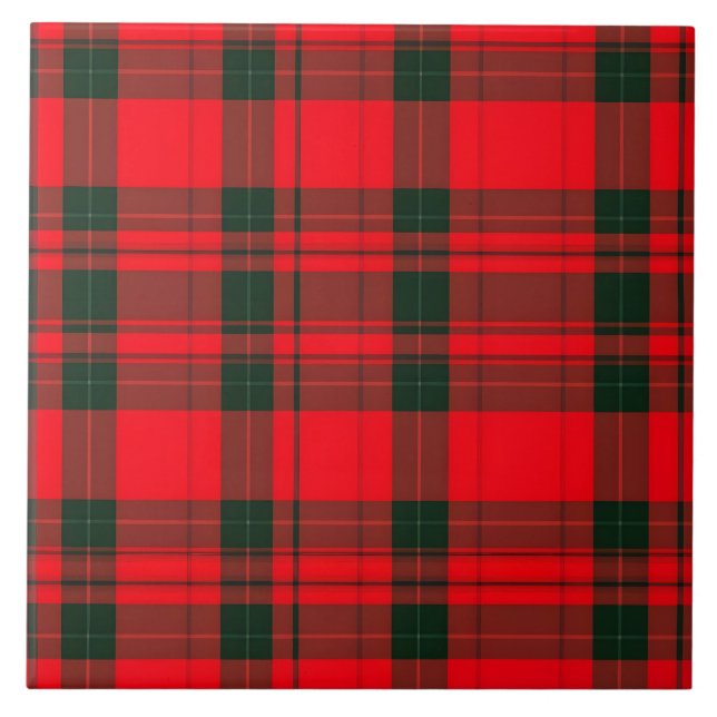 Red Traditional Plaid Tartan Popular Collection Ceramic Tile (Front)