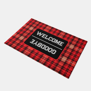 Red Traditional Plaid Tartan Trendy Collection Doormat