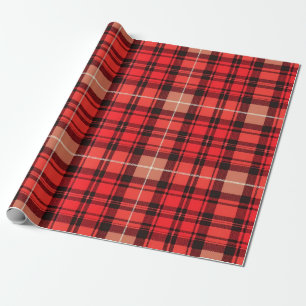 Red Traditional Plaid Tartan Trendy Collection Wrapping Paper