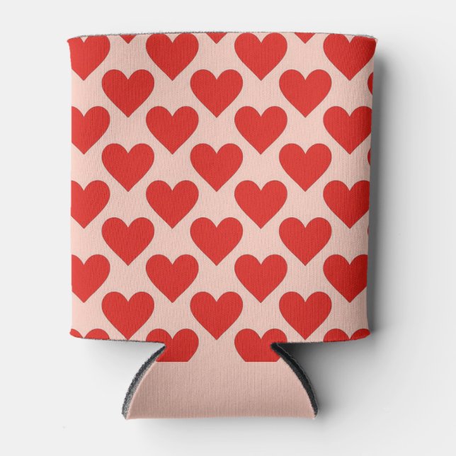 Red, traditional Valentine's day heart Can Cooler (Front)