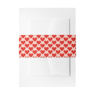 Red, traditional Valentine's day heart Invitation Belly Band
