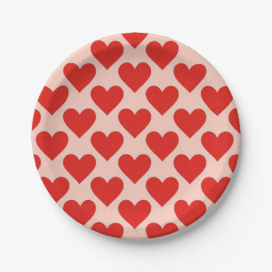 Red, traditional Valentine's day heart Paper Plate