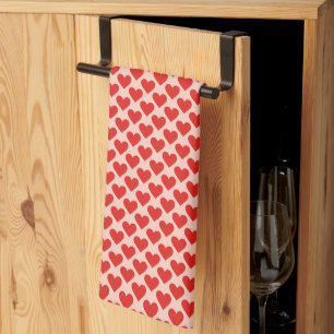 Red, traditional Valentine's day heart Tea Towel