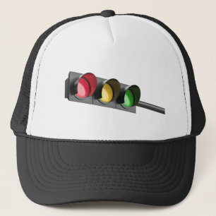 Red traffic light trucker hat