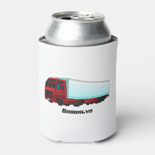 Red trailer truck illustration can cooler