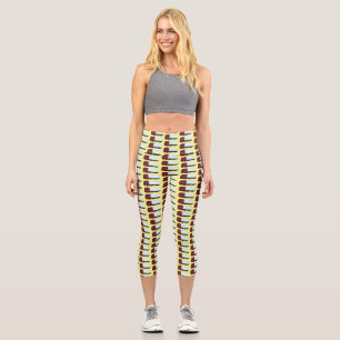 Red trailer truck illustration capri leggings