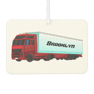 Red trailer truck illustration car air freshener