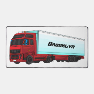 Red trailer truck illustration desk mat