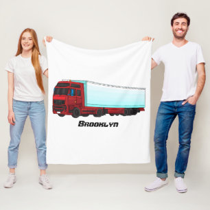 Red trailer truck illustration fleece blanket